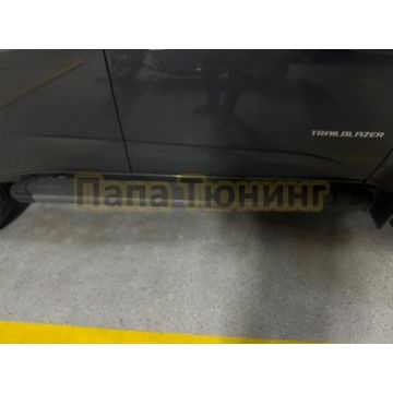 Пороги алюминиевые "Optima Grafit" 1800 графитовые Chevrolet TRAILBLAZER (2012-2016)