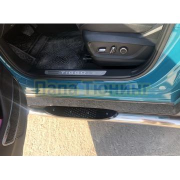 Пороги труба с проступью Папа Тюнинг d76 для Chery Tiggo 7L 2025-