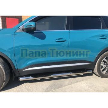 Пороги труба с проступью Папа Тюнинг d76 для Chery Tiggo 7L 2025-