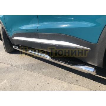 Пороги труба с проступью Папа Тюнинг d76 для Chery Tiggo 7L 2025-