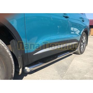 Пороги труба с проступью Папа Тюнинг d76 для Chery Tiggo 7L 2025-