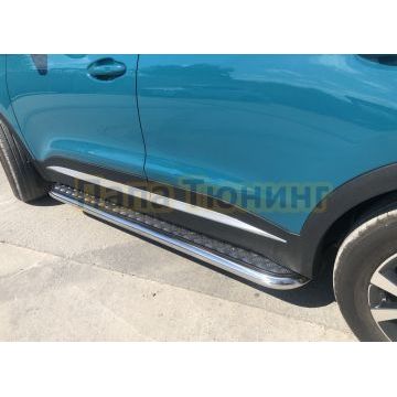 Пороги с накладным листом Папа Тюнинг d53 для Chery Tiggo 7L 2025-