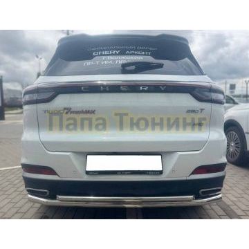 Защита заднего бампера двойная Папа Тюнинг d60/42 для Chery Tiggo 7 Pro Max 2024-