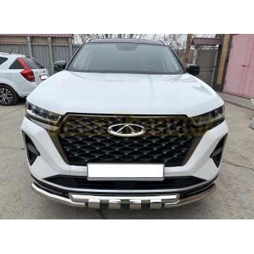 Защита переднего бампера G Папа Тюнинг d60/60 для Chery Tiggo 7 Pro Max 2024-