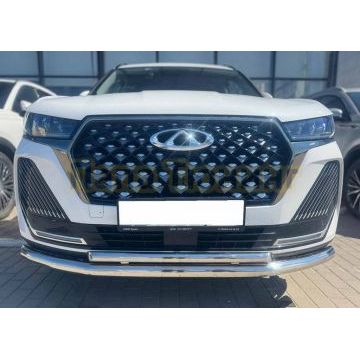 Защита переднего бампера двойная Папа Тюнинг d60/42 для Chery Tiggo 7 Pro Max 2024-