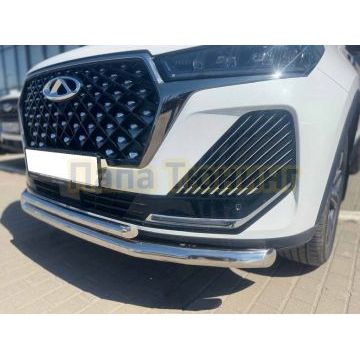 Защита переднего бампера двойная Папа Тюнинг d60/42 для Chery Tiggo 7 Pro Max 2024-