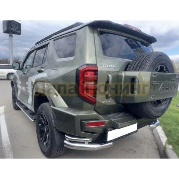 Защита заднего бампера двойная угловая Папа Тюнинг d76/42 для TANK 400 2023-