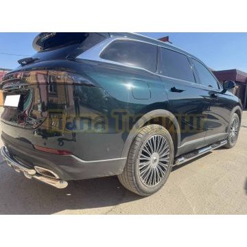 Пороги труба с проступью Папа Тюнинг d76 для CHERY Tiggo 9 2024-