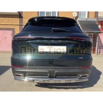 Защита заднего бампера двойная с перемычками Папа Тюнинг d60/42 для CHERY Tiggo 9 2024-