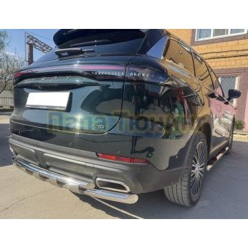 Защита заднего бампера двойная с перемычками Папа Тюнинг d60/42 для CHERY Tiggo 9 2024-