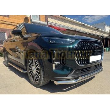 Защита переднего бампера двойная Папа Тюнинг d60/42 для CHERY Tiggo 9 2024-