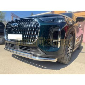 Защита переднего бампера двойная Папа Тюнинг d60/42 для CHERY Tiggo 9 2024-