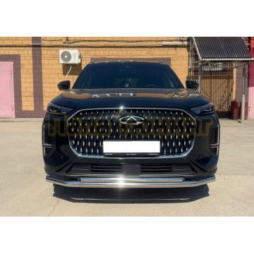 Защита переднего бампера двойная Папа Тюнинг d60/42 для CHERY Tiggo 9 2024-