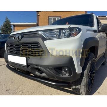 Защита переднего бампера с покрытием "Раптор" Папа Тюнинг d60 для Niva Travel 2021-