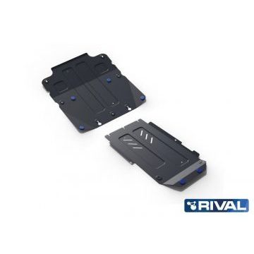 Комплект защит картер + КПП + РК сталь Rival для Kia Stinger, V - 2.0T; 3.3T, полный привод 2018-/Genesis G70 V - 2.0T, полный привод 2018-