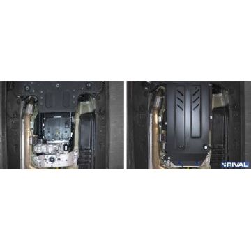 Защита КПП + РК сталь Rival для Kia Stinger, V - 2.0T; 3.3T; полный привод 2018-/Genesis G70 V - 2.0T, полный привод 2018-