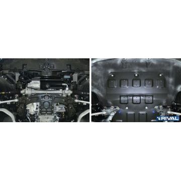 Защита картера сталь Rival для Genesis G90; V - 3,3; полный привод; Часть 1 2016-2019/Genesis G90; V - 3,3; полный привод; Часть 1 2018-/Genesis G80; V - 2.0; полный привод; Часть 1 2017-/Hyundai Genesis, V - 3.0; 3.8; полный привод; Часть 1 2014-2017