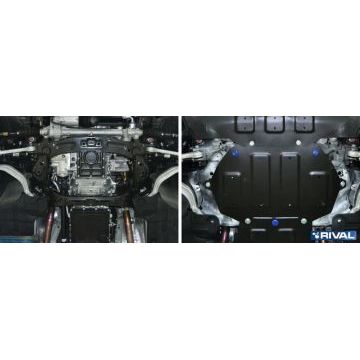 Защита картера сталь Rival для Genesis G90; V - 3,3; полный привод; Часть 2 2016-2019/Genesis G80; V - 2.0; полный привод; Часть 2 2017-/Genesis G90; V - 3,3; полный привод; Часть 2 2018-/Hyundai Genesis, V - 3.0; 3.8; полный привод; Часть 2 2014-2017