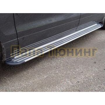 Пороги алюминиевые Slim Line Silver ТСС для Hyundai H-1 Starex 2019- Пороги алюминиевые Slim Line Silver ТСС для Hyundai H-1 Starex 2019-