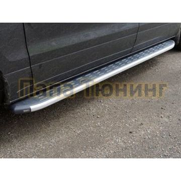 Пороги алюминиевые ТСС с накладкой для Hyundai H-1 Starex 2019- Пороги алюминиевые ТСС с накладкой для Hyundai H-1 Starex 2019-