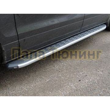 Пороги алюминиевые ТСС с накладкой серые для Hyundai H-1 Starex 2019- Пороги алюминиевые ТСС с накладкой серые для Hyundai H-1 Starex 2019-