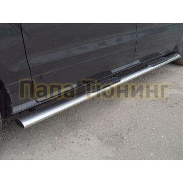 Пороги труба овальная с накладкой 120х60 мм ТСС для Hyundai H-1 Starex 2019- Пороги труба овальная с накладкой 120х60 мм ТСС для Hyundai H-1 Starex 2019-