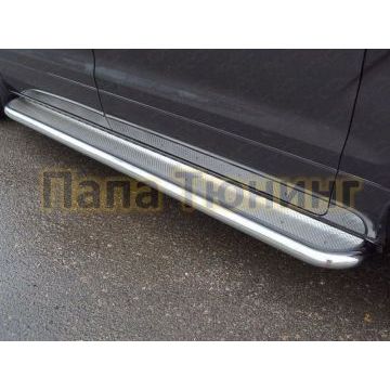 Пороги с площадкой нержавеющий лист 60 мм ТСС для Hyundai H-1 Starex 2019- Пороги с площадкой нержавеющий лист 60 мм ТСС для Hyundai H-1 Starex 2019-