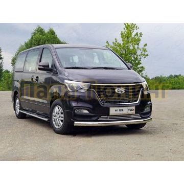 Защита передняя овальная 75х42 мм ТСС для Hyundai H-1 Starex 2019- Защита передняя овальная 75х42 мм ТСС для Hyundai H-1 Starex 2019-