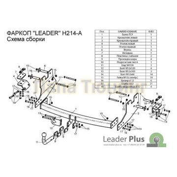 Фаркоп Лидер-Плюс для Hyundai H-1 Starex 2007-2018