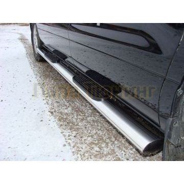 Пороги труба овальная с накладками 120-60 мм ТСС для Hyundai H-1 Starex 2007-2018