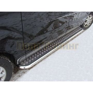 Пороги с площадкой алюминиевый лист 60 мм ТСС для Hyundai H-1 Starex 2007-2018