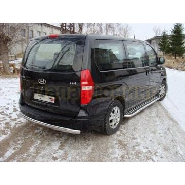 Защита заднего бампера овальная 75х42 мм ТСС для Hyundai H-1 Starex 2007-2018