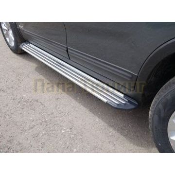 Пороги алюминиевые Slim Line Silver ТСС для Suzuki Jimny 2002-2011