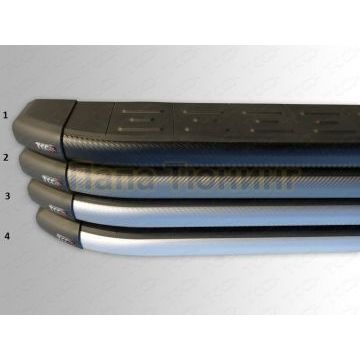 Пороги алюминиевые ТСС с накладкой чёрные для Subaru Forester SJ 2013-2016