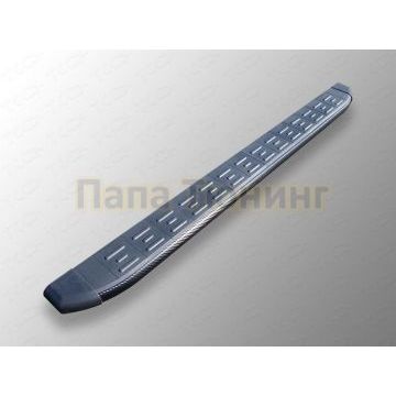 Пороги алюминиевые ТСС с накладкой чёрные для Subaru Forester SJ 2013-2016