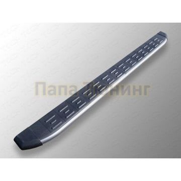 Пороги алюминиевые ТСС с накладкой серебристые для Subaru Forester SJ 2013-2016