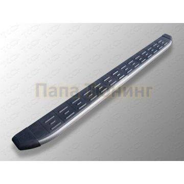 Пороги алюминиевые ТСС с накладкой серые для Subaru Forester SJ 2013-2016