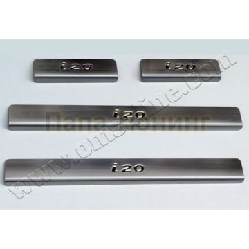 Накладки на дверные пороги 4 штуки Omsa_Line для Hyundai i20 2008-2019