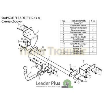 Фаркоп Лидер-Плюс для Hyundai i30 2012-2017
