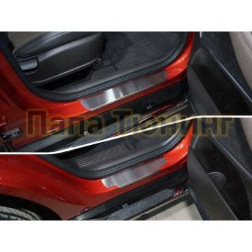 Накладки на пороги шлифованный лист 4 штуки для Hyundai Santa Fe 2018-2019 Накладки на пороги шлифованный лист 4 штуки для Hyundai Santa Fe 2018-2019