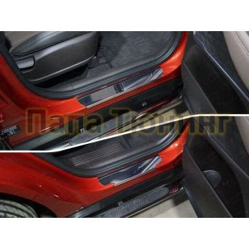 Накладки на пороги зеркальный лист 4 штуки для Hyundai Santa Fe 2018-2019 Накладки на пороги зеркальный лист 4 штуки для Hyundai Santa Fe 2018-2019