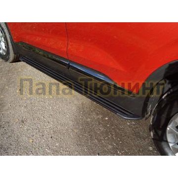 Пороги алюминиевые Slim Line Black для Hyundai Santa Fe 2018- Пороги алюминиевые Slim Line Black для Hyundai Santa Fe 2018-