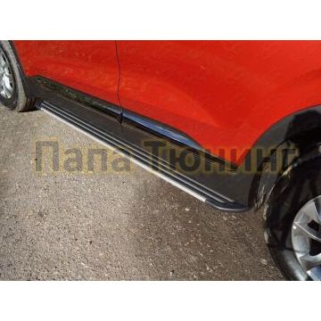 Пороги алюминиевые Slim Line Silver для Hyundai Santa Fe 2018- Пороги алюминиевые Slim Line Silver для Hyundai Santa Fe 2018-