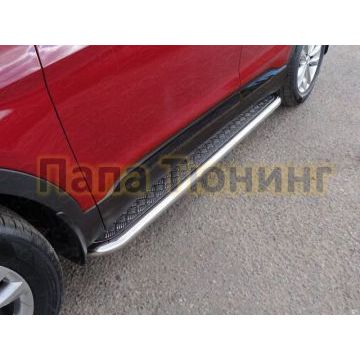 Пороги с площадкой алюминиевый лист 60 мм для Hyundai Santa Fe 2018-