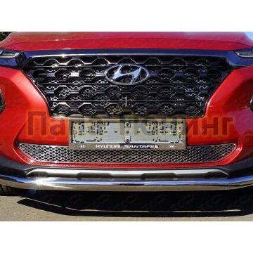 Накладка решётки радиатора верхняя лист 2 штуки для Hyundai Santa Fe 2018-2019 Накладка решётки радиатора верхняя лист 2 штуки для Hyundai Santa Fe 2018-2019