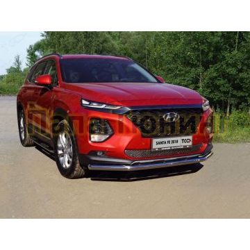 Защита переднего бампера 60 мм для Hyundai Santa Fe 2018-