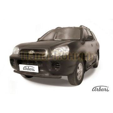 Защита переднего бампера чёрная сталь 57 мм Slitkoff для Hyundai Santa Fe Classic 2000-2012 Защита переднего бампера чёрная сталь 57 мм Slitkoff для Hyundai Santa Fe Classic 2000-2012