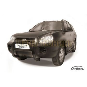 Кенгурин чёрная сталь низкий 76 мм Slitkoff для Hyundai Santa Fe Classic 2000-2012 Кенгурин чёрная сталь низкий 76 мм Slitkoff для Hyundai Santa Fe Classic 2000-2012