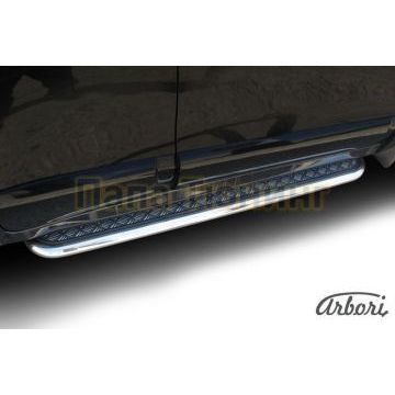 Пороги с площадкой алюминиевый лист 57 мм Slitkoff для Hyundai Santa Fe Classic 2000-2012 Пороги с площадкой алюминиевый лист 57 мм Slitkoff для Hyundai Santa Fe Classic 2000-2012