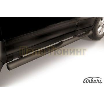 Пороги чёрная сталь труба с накладками 76 мм Slitkoff для Hyundai Santa Fe Classic 2000-2012 Пороги чёрная сталь труба с накладками 76 мм Slitkoff для Hyundai Santa Fe Classic 2000-2012